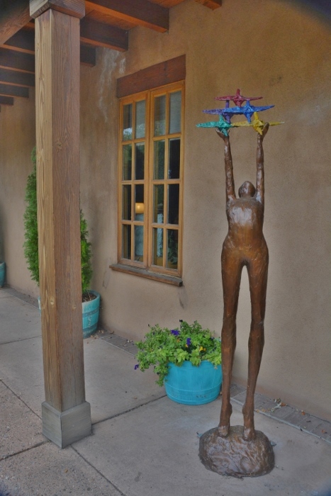 sculpture on porch